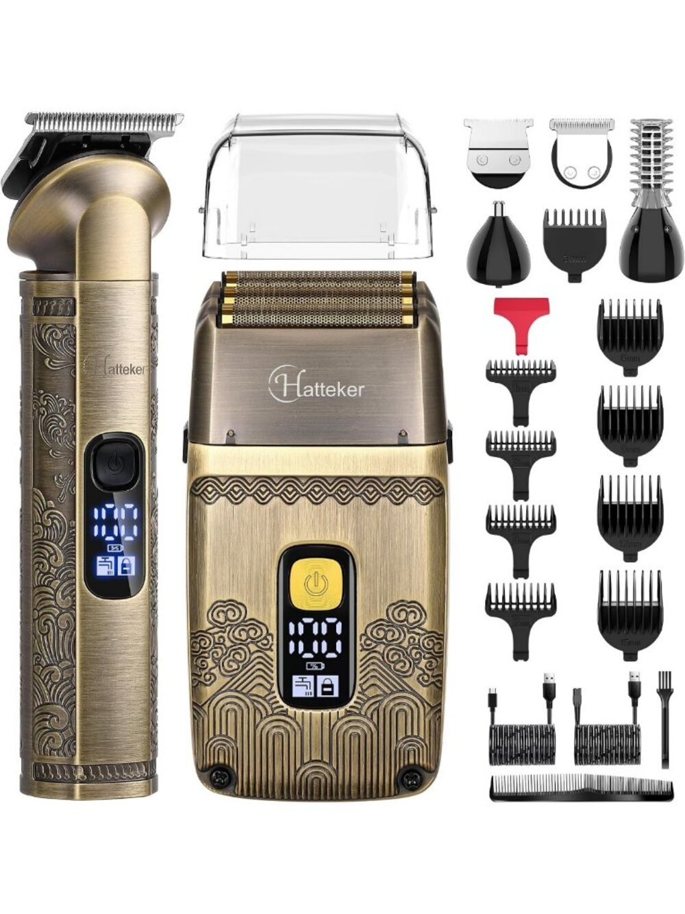 Waterproof Cordless Beard Trimmer & Foil Shaver All-in-One Grooming Kit